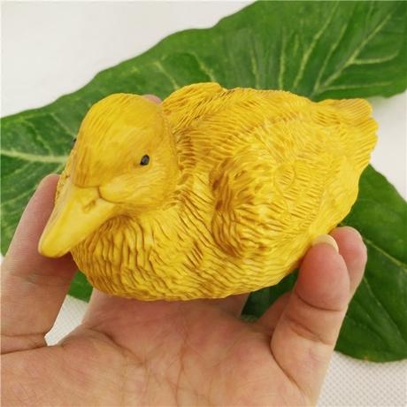 黄杨木纯手工雕刻小鸭子创意动物茶宠摆件木质文玩红木工艺品批发