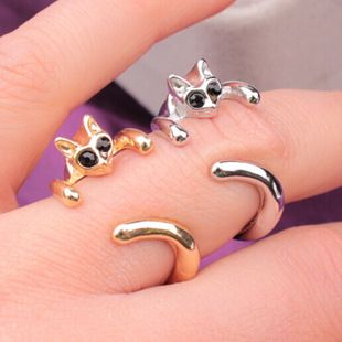 欧美热销可爱动物开口戒指时尚个性夸张小猫咪指环创意手饰品批发